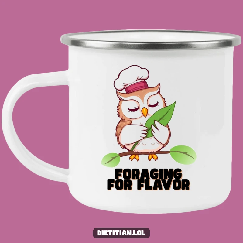 Funny Chef Owl Camp Mug: Sip Gourmet Brews Outdoors