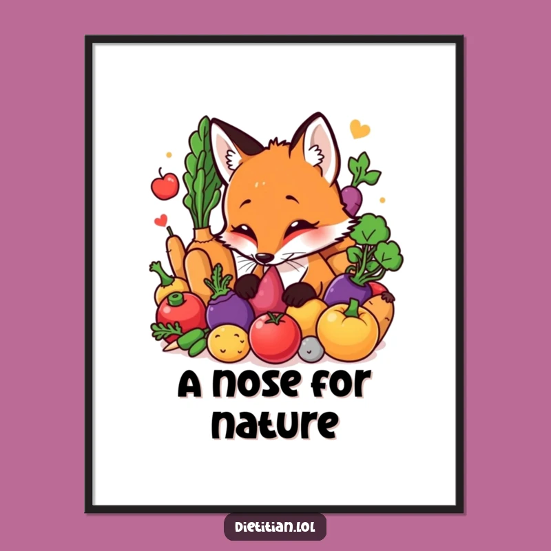 Funny Fox Vegetable Art Poster: Bring Whimsical Nature Humor to Walls