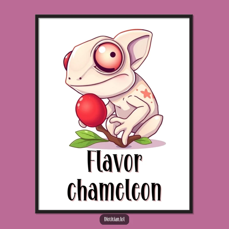Funny Chameleon Berry Art Poster: Vibrant Wall Decor with a Smile
