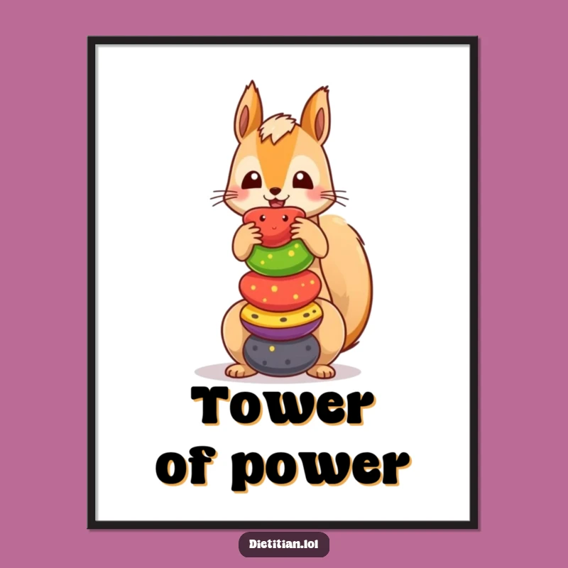 Funny Squirrel Fruit Art Poster: Hilarious Wall Decor for Your Funny Space