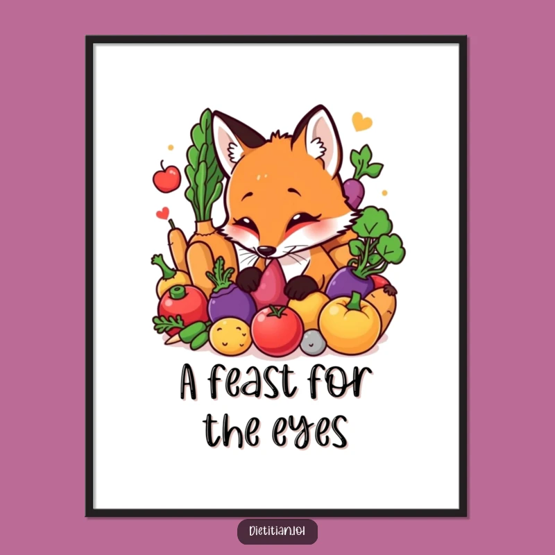 Funny Free Printable Fox Wall Art: Curious Veggie Lover Downloadable Decor