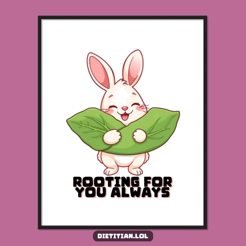 Funny Free Printable Wall Art: Rabbit with Greens, Wholesome Downloadable Decor
