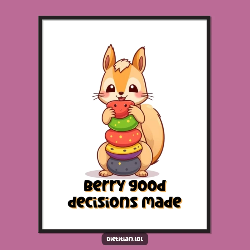 Funny Free Printable Wall Art: Squirrel Fruit Acrobatics, Quirky Downloadable Decor for Your Home