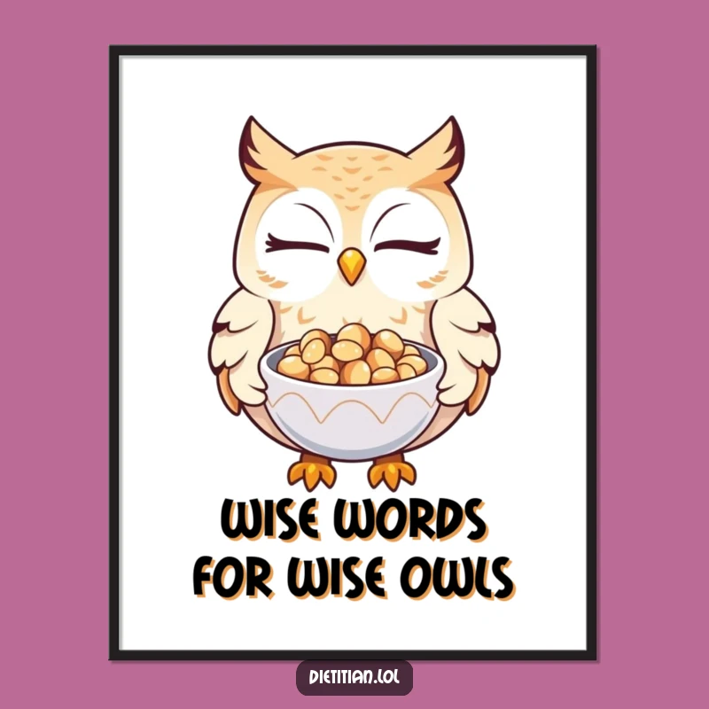 Funny Free Printable Wall Art: Winking Owl's Seed Stash, Whimsical Downloadable Decor