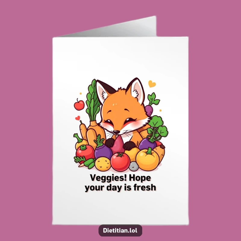 Funny Free Printable Fox Birthday Card: Curious Veggie Sniffer Downloadable Gift
